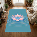 Lotus Flower Pink Blue Rug Living Room Decor Washable NonSlip