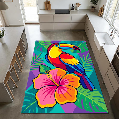 Tropical Toucan Bird Rug Kids Room Decor Washable NonSlip
