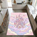 Cute Fairy Princess Castle Rug Kids Girl Room Decor Washable