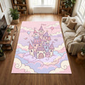 Cute Fairy Princess Castle Rug Kids Girl Room Decor Washable