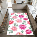 Watercolor Pink Peony Rug Bedroom Living Room Decor Washable