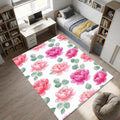 Watercolor Pink Peony Rug Bedroom Living Room Decor Washable
