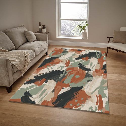Abstract Brush Stroke Area Rug Boho Living Room Dining Carpet