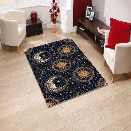 Celestial Sun Moon Area Rug Mystic Astrology Bedroom Carpet