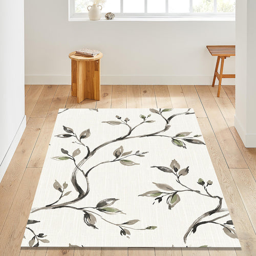 Botanical Branch Area Rug Japandi Living Room Dining Carpet