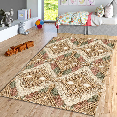 Boho Macrame Geometric Area Rug Living Room Bedroom Carpet