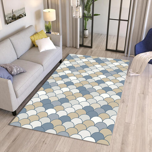Fish Scale Coastal Area Rug Beach House Bathroom Carpet Washable