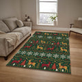Christmas Reindeer Area Rug Holiday Living Room Carpet Washable