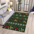 Christmas Reindeer Area Rug Holiday Living Room Carpet Washable