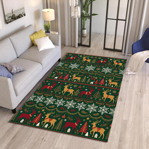 Christmas Reindeer Area Rug Holiday Living Room Carpet Washable