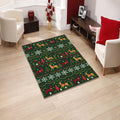 Christmas Reindeer Area Rug Holiday Living Room Carpet Washable