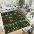 Christmas Reindeer Area Rug Holiday Living Room Carpet Washable