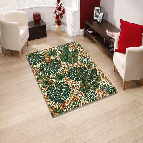 Monstera Palm Leaf Area Rug Boho Jungle Bedroom Carpet Washable