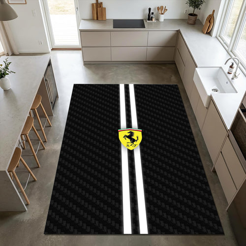 Ferrari Area Rug Man Cave Garage Carpet Washable Non-Slip Sports