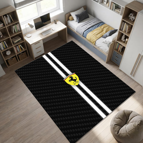 Ferrari Area Rug Man Cave Garage Carpet Washable Non-Slip Sports