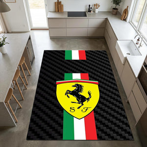 Ferrari Logo Area Rug Man Cave Garage Bedroom Carpet Washable