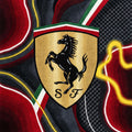 Ferrari Gold Shield Area Rug Man Cave Abstract Car Carpet