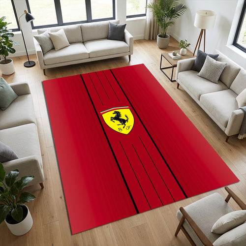Scuderia Ferrari Area Rug Man Cave Garage Racing Carpet Washable