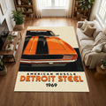 American Muscle Car Area Rug Man Cave Retro Garage Carpet