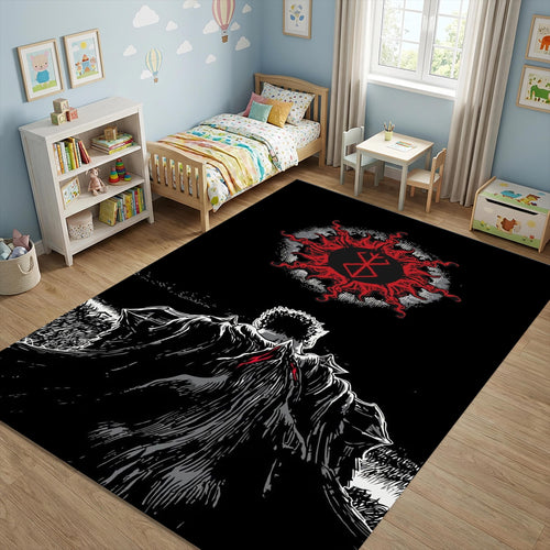 Berserk Guts Area Rug Anime Manga Gaming Room Carpet Washable