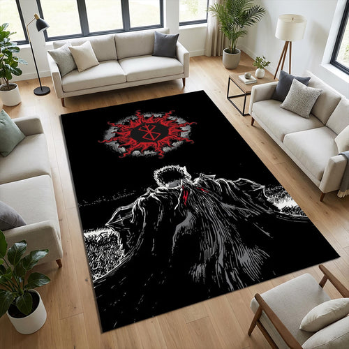 Berserk Guts Area Rug Anime Manga Gaming Room Carpet Washable