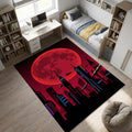 Cyberpunk City Area Rug Gaming Room Neon Bedroom Carpet Washable