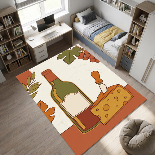Wine Cheese Kitchen Area Rug Cottagecore Dining Room Carpet