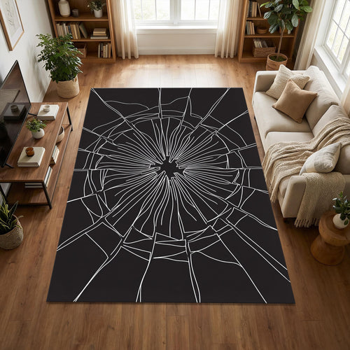 Broken Glass Area Rug Dark Aesthetic Bedroom Carpet Washable