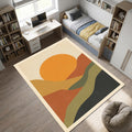 Mid Century Modern Sunset Rug Boho Living Room Carpet Washable