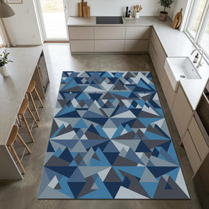 Modern Geometric Blue Triangle Rug Living Room Bedroom Mat