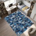 Modern Geometric Blue Triangle Rug Living Room Bedroom Mat
