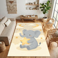 Cute Elephant Nursery Area Rug Baby Boy Girl Room Decor Washable