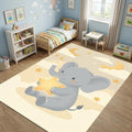 Cute Elephant Nursery Area Rug Baby Boy Girl Room Decor Washable