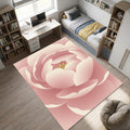 Blush Pink Peony Area Rug Bedroom Living Room Decor Washable