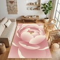 Blush Pink Peony Area Rug Bedroom Living Room Decor Washable