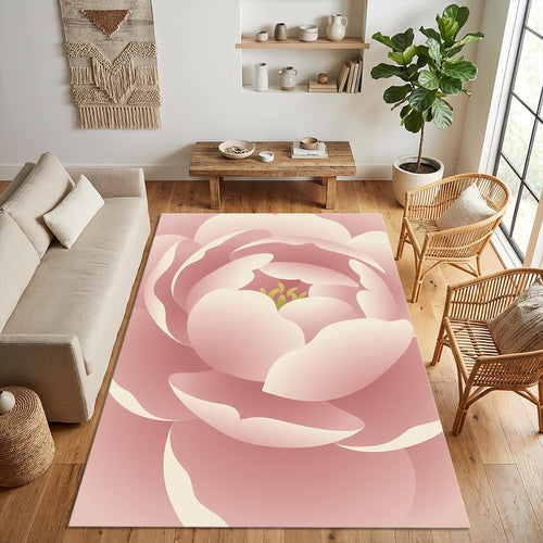 Blush Pink Peony Area Rug Bedroom Living Room Decor Washable