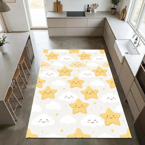 Cute Star Cloud Nursery Rug Baby Room Decor Washable NonSlip Play