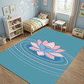 Lotus Flower Pink Blue Rug Living Room Decor Washable NonSlip
