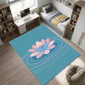 Lotus Flower Pink Blue Rug Living Room Decor Washable NonSlip