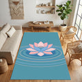 Lotus Flower Pink Blue Rug Living Room Decor Washable NonSlip