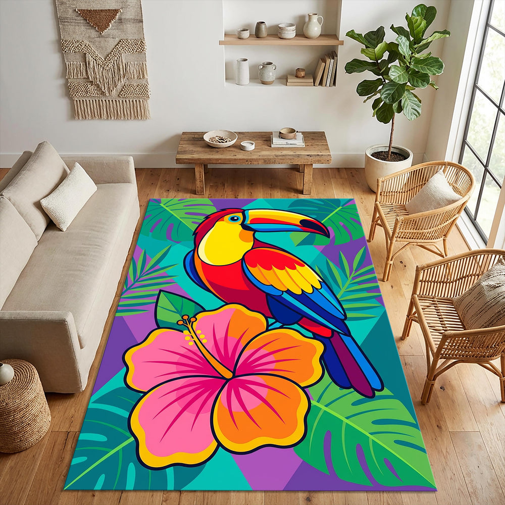 Tropical Toucan Bird Rug Kids Room Decor Washable NonSlip