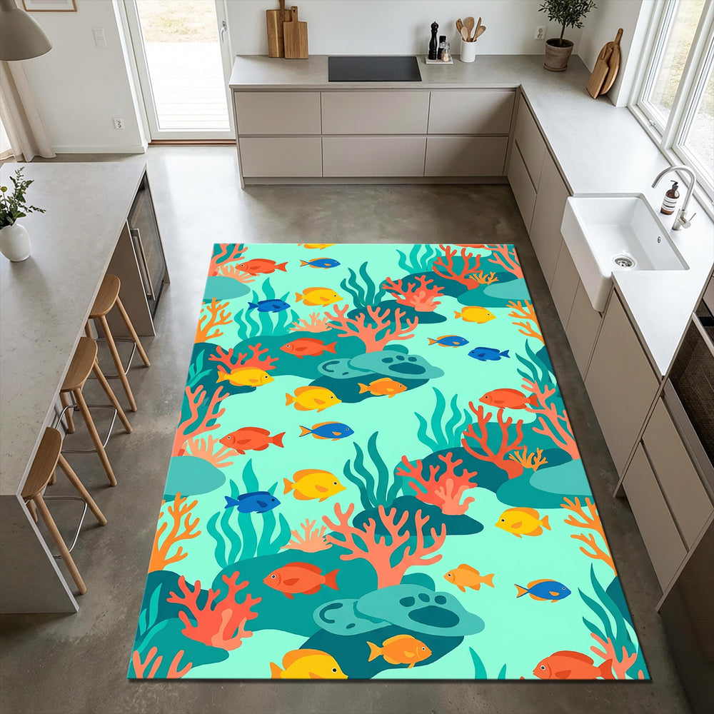 Ocean Coral Reef Fish Rug Kids Bathroom Play Mat Washable NonSlip