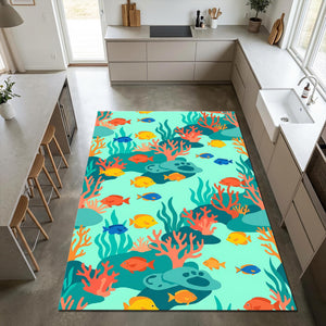 Ocean Coral Reef Fish Rug Kids Bathroom Play Mat Washable NonSlip