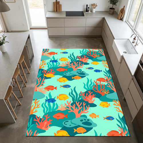 Ocean Coral Reef Fish Rug Kids Bathroom Play Mat Washable NonSlip
