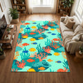 Ocean Coral Reef Fish Rug Kids Bathroom Play Mat Washable NonSlip