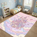 Cute Fairy Princess Castle Rug Kids Girl Room Decor Washable