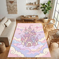 Cute Fairy Princess Castle Rug Kids Girl Room Decor Washable